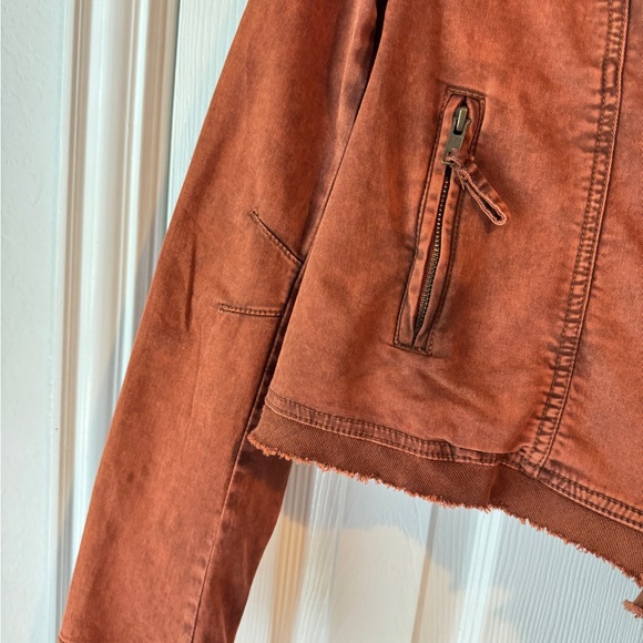 Free People Boho Collapsing Twill Raw
Edge Jacket Hanna Rustic Orange Size S - Picture 5 of 16